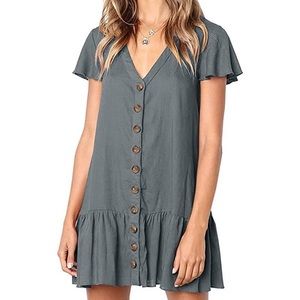 Womens V Neck Button Down Dress